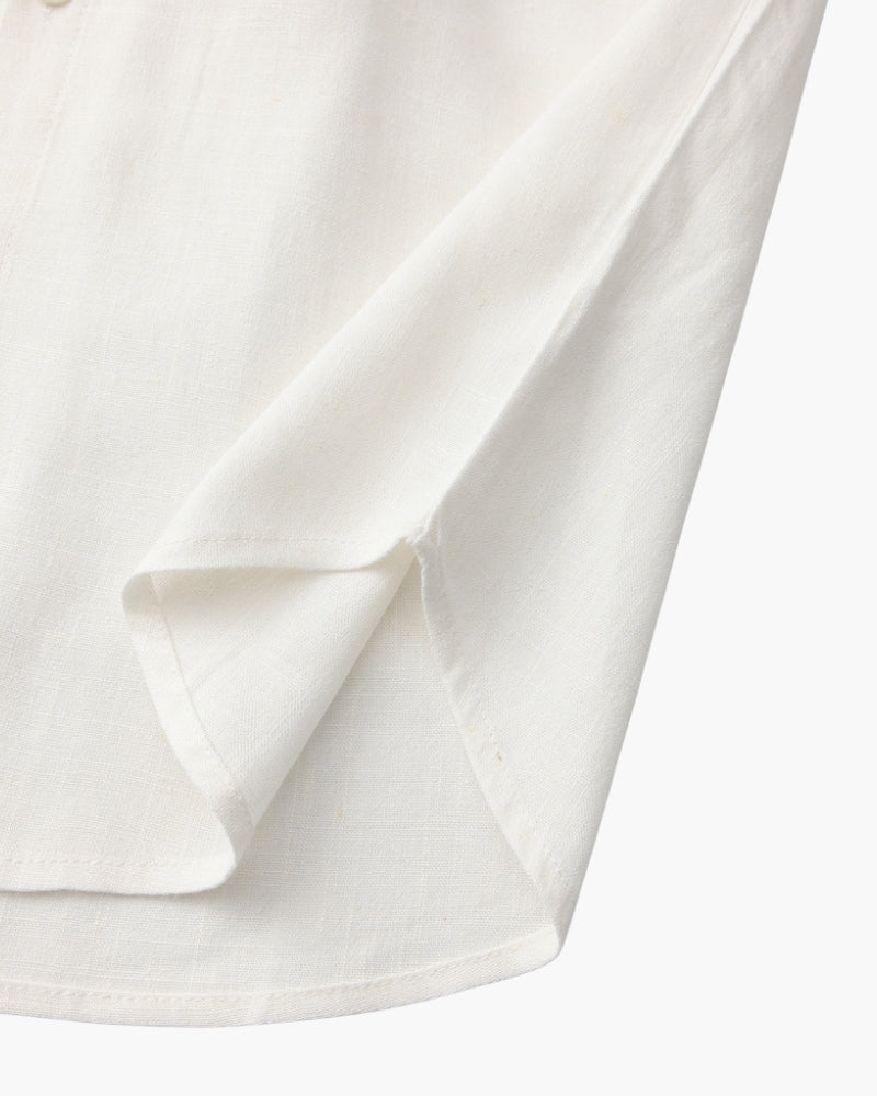 Men’s Mandarin Collar Shirt – Relaxed Fit Textured Cotton Shirt