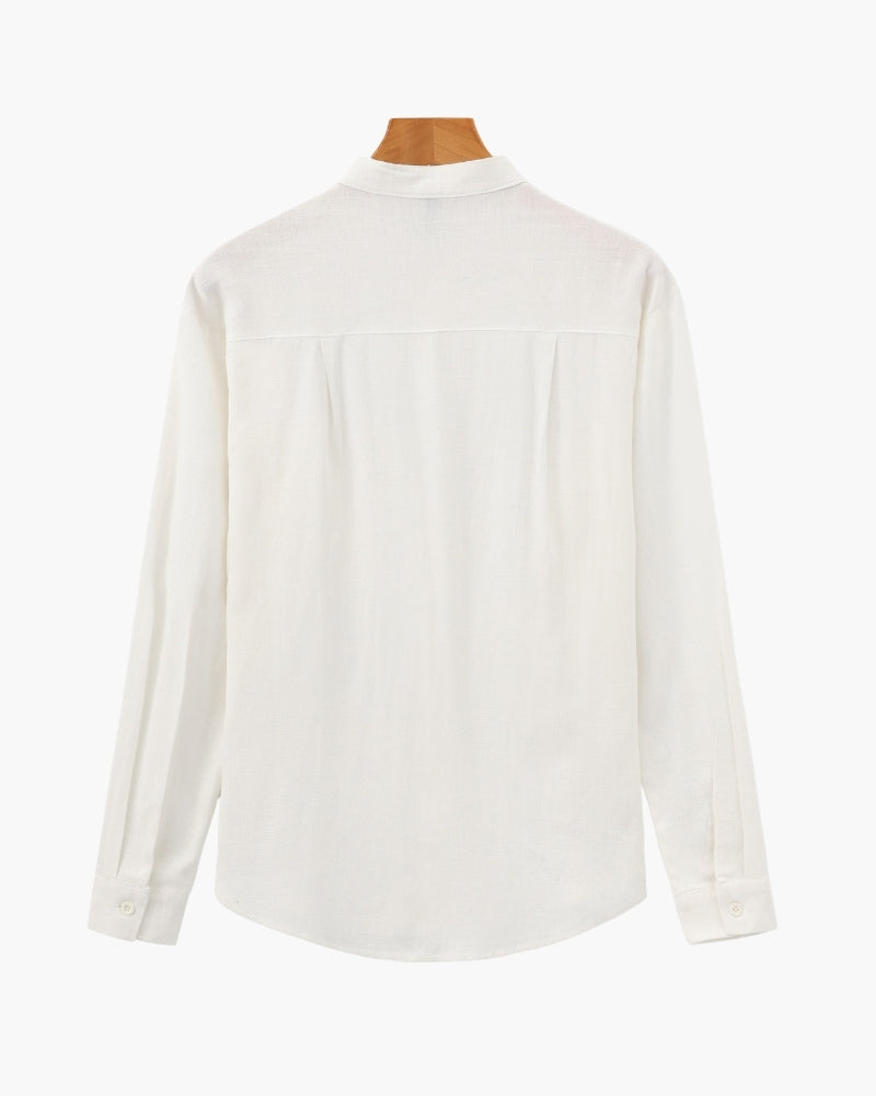 Men’s Mandarin Collar Shirt – Relaxed Fit Textured Cotton Shirt