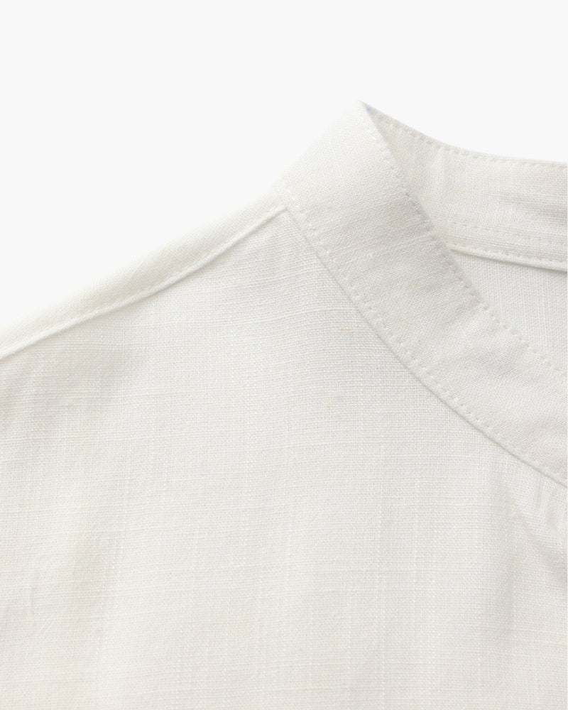 Men’s Mandarin Collar Shirt – Relaxed Fit Textured Cotton Shirt