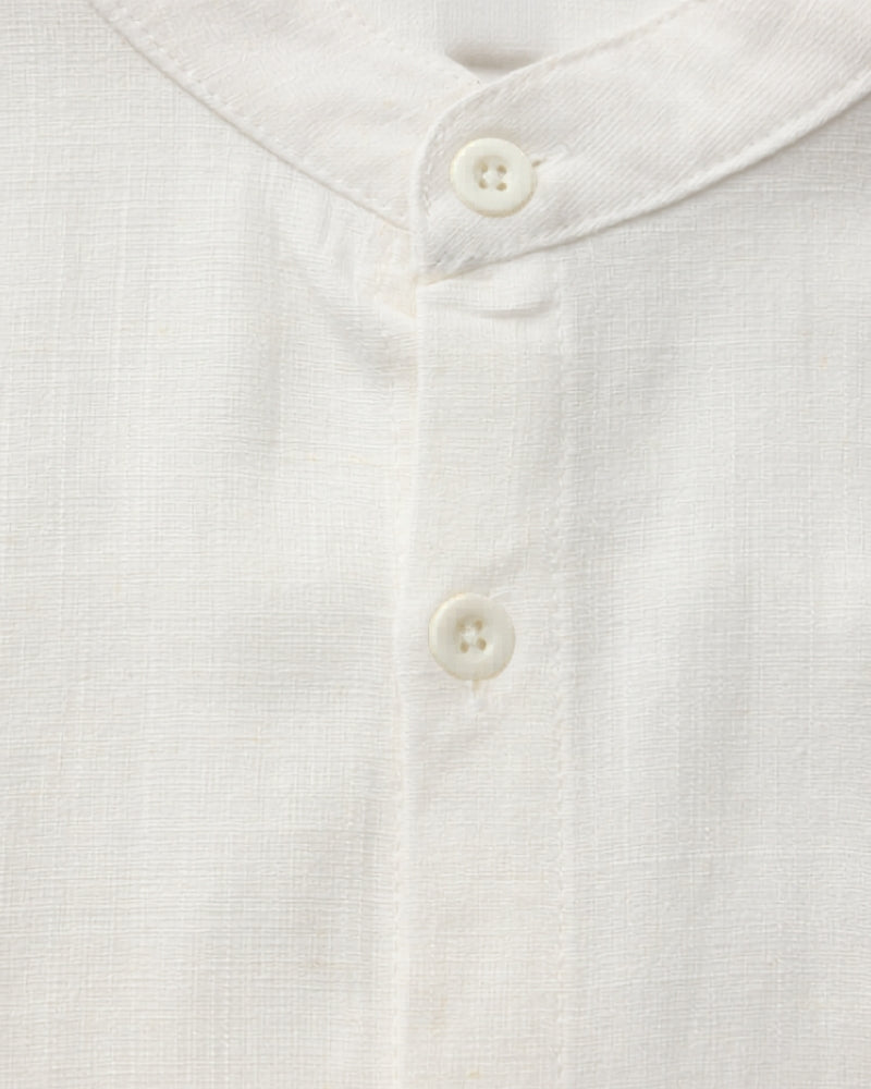 Men’s Mandarin Collar Shirt – Relaxed Fit Textured Cotton Shirt